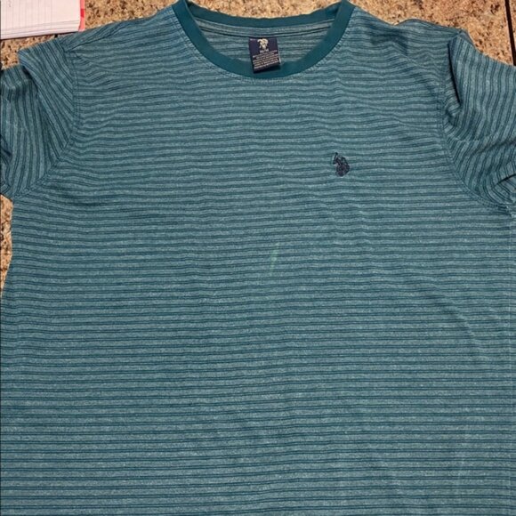 US Polo ASSN Men's Teal Striped Long Sleeve Crewneck Shirt - Picture 7 of 7